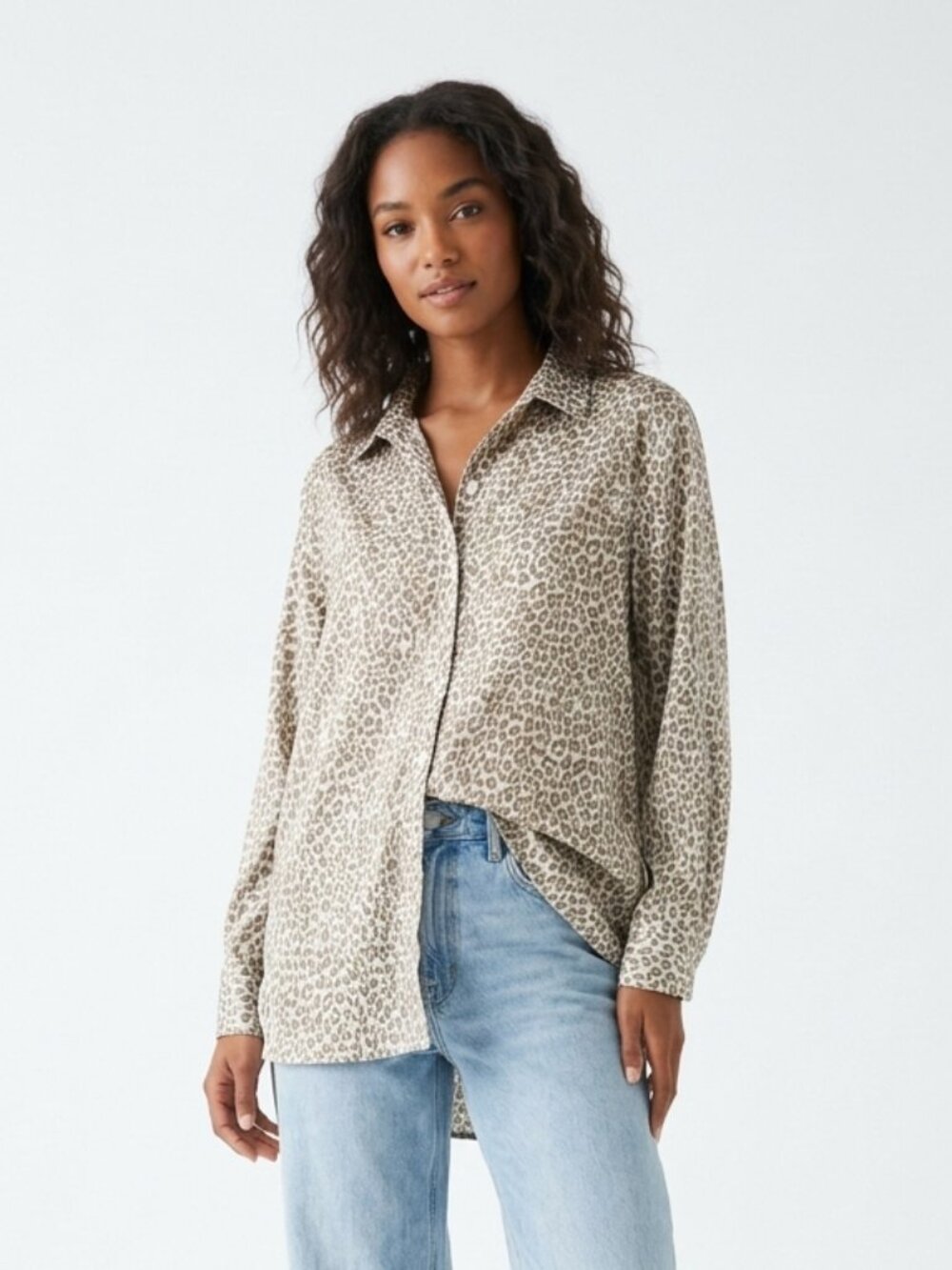 Chico's Blouse Brown Leopard Button Up No Iron Casual 2 (L) NWT